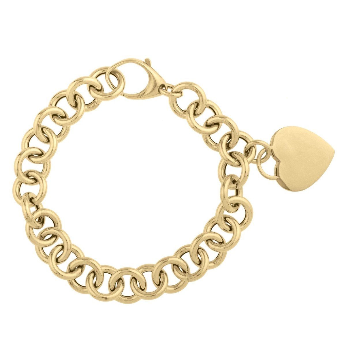 14k Yellow Gold 7 1/2 inch Rolo Link Bracelet (11.40 mm) - Bracelets - Custom Crafting Alliance, LLC