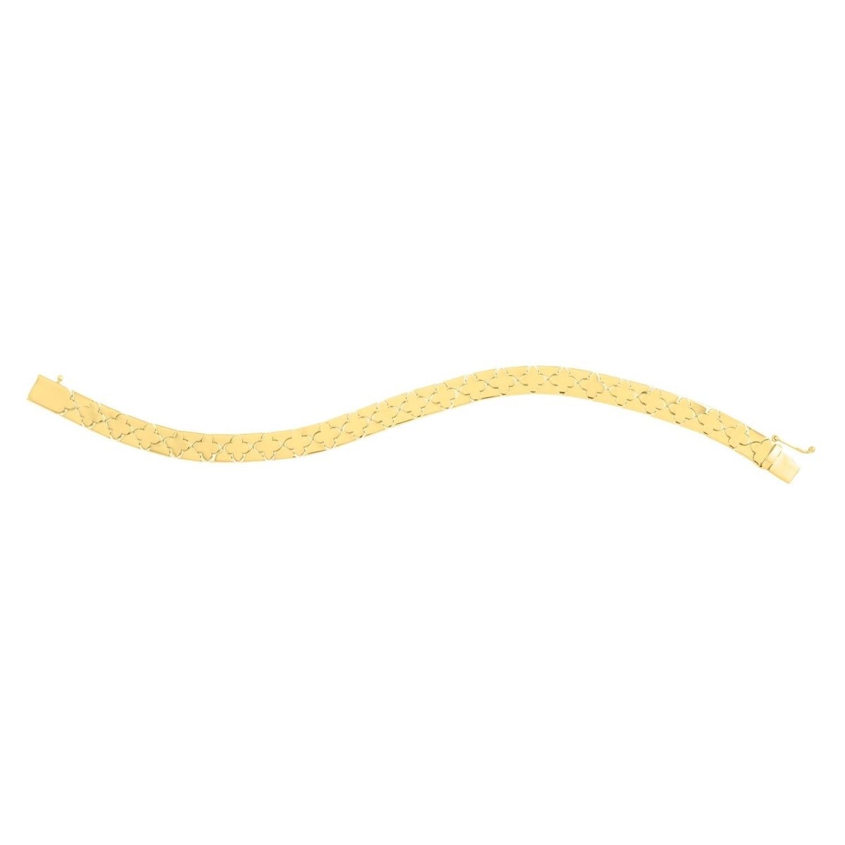 14k Yellow Gold 7 inch Clover Bracelet (6.50 mm) - Bracelets - Custom Crafting Alliance, LLC