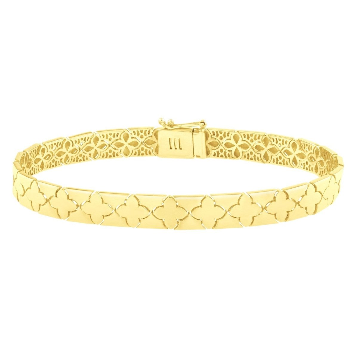 14k Yellow Gold 7 inch Clover Bracelet (6.50 mm) - Bracelets - Custom Crafting Alliance, LLC