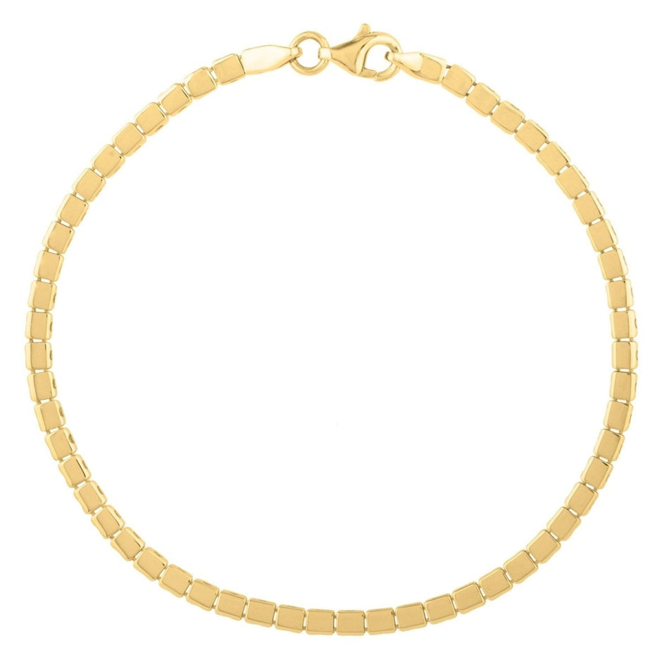 14k Yellow Gold 7 inch Mini Cube Bracelet (2.60 mm) - Bracelets - Custom Crafting Alliance, LLC