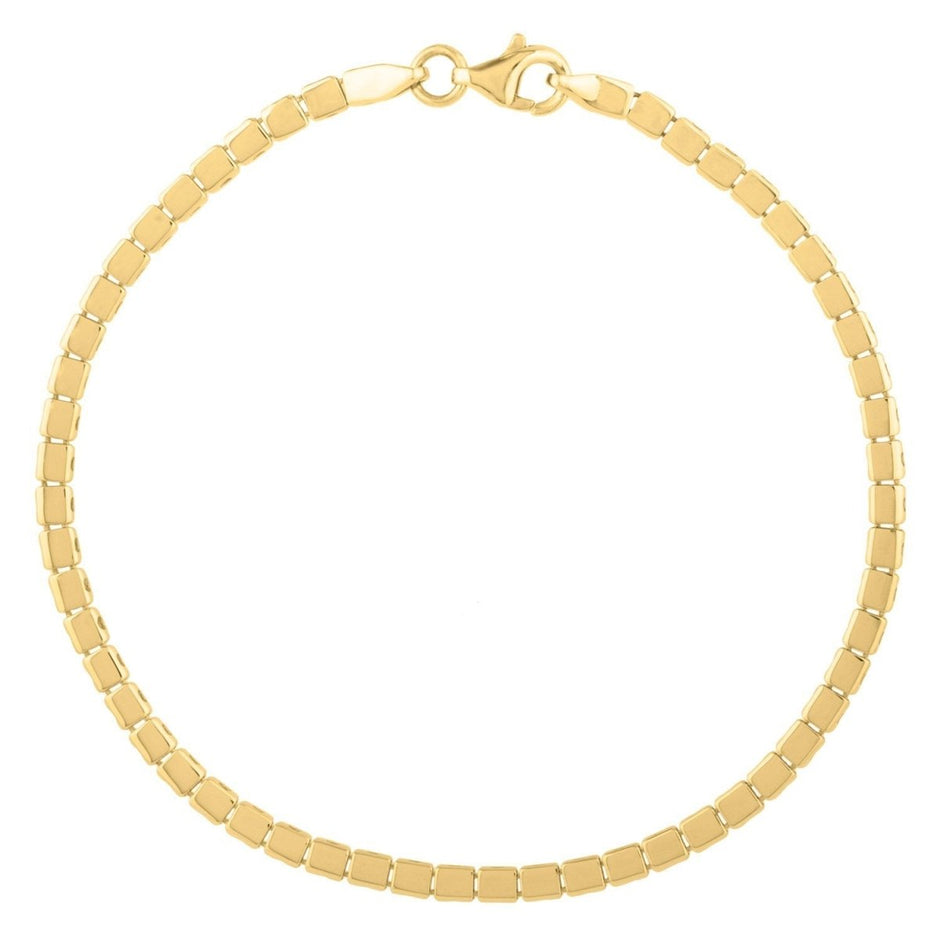 14k Yellow Gold 7 inch Mini Cube Bracelet (2.60 mm) - Bracelets - Custom Crafting Alliance, LLC