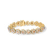 14K Yellow Gold 8.00 Cttw Champagne Diamond Floral Cluster Halo Link Bracelet (H-I Color, I1-I2 Clarity) - Bracelets - Custom Crafting Alliance, LLC