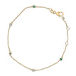14K Yellow Gold Alternating Green Emerald and Diamond Bezel Station Chain Bracelet - Size 7.5 inch - Bracelets - Custom Crafting Alliance, LLC