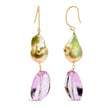 14K Yellow Gold Amethyst and Baroque Pearl Drop and Dangle Earrings 2