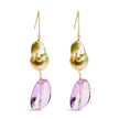 14K Yellow Gold Amethyst and Baroque Pearl Drop and Dangle Earrings 2