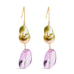 14K Yellow Gold Amethyst and Baroque Pearl Drop and Dangle Earrings 2