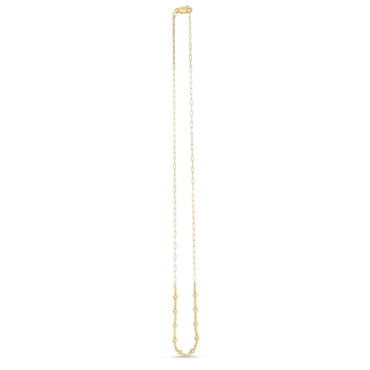 14k Yellow Gold Bead Paperclip Necklace - Necklaces - Custom Crafting Alliance, LLC