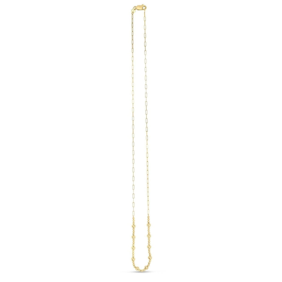 14k Yellow Gold Bead Paperclip Necklace - Necklaces - Custom Crafting Alliance, LLC