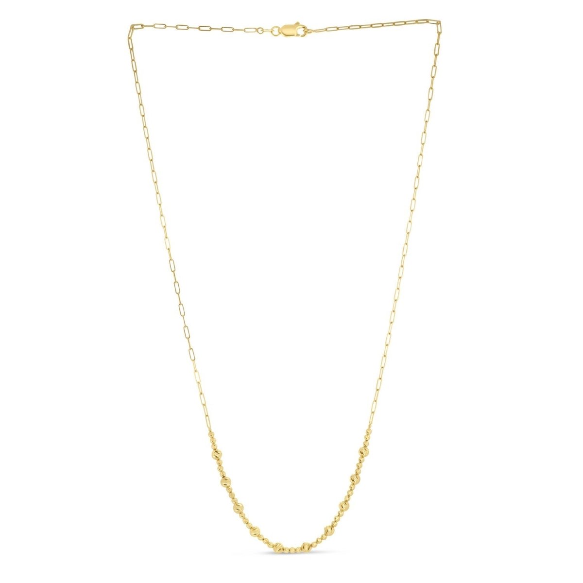 14k Yellow Gold Bead Paperclip Necklace - Necklaces - Custom Crafting Alliance, LLC
