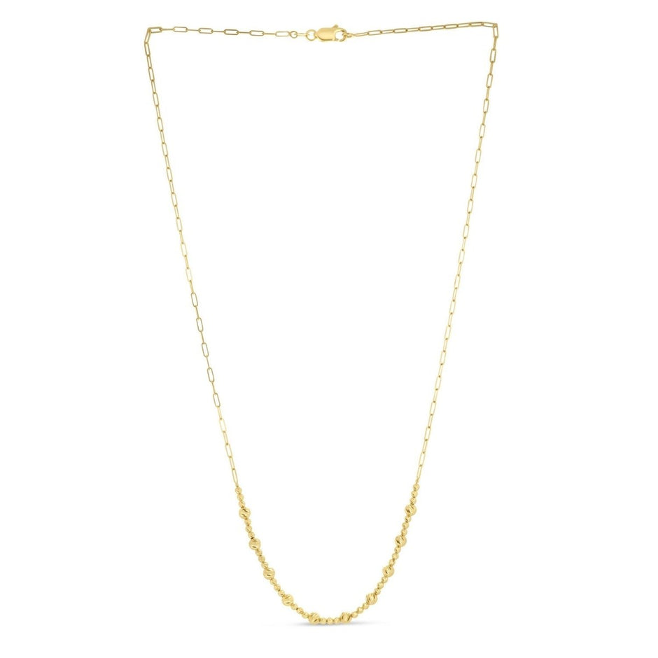 14k Yellow Gold Bead Paperclip Necklace - Necklaces - Custom Crafting Alliance, LLC