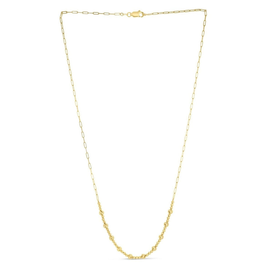 14k Yellow Gold Bead Paperclip Necklace - Necklaces - Custom Crafting Alliance, LLC