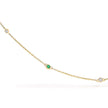 14K Yellow Gold Bezel Set Alternating Green Emerald and Diamond Station Necklace - 18