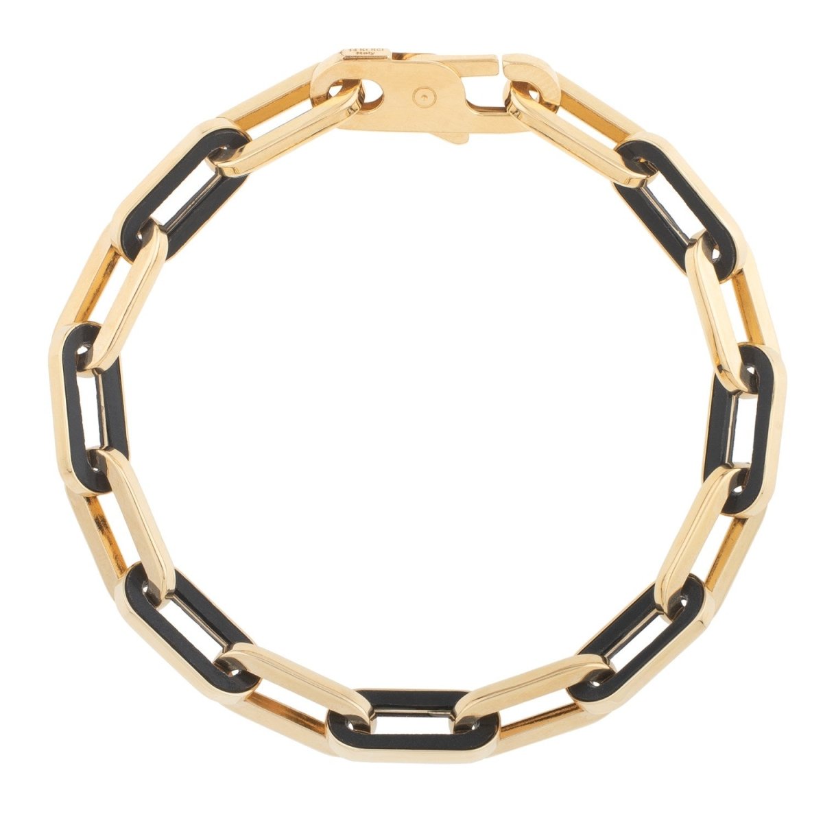 14k Yellow Gold Black Onyx Paperclip Gem Link Bracelet (7.00 mm) - Bracelets - Custom Crafting Alliance, LLC