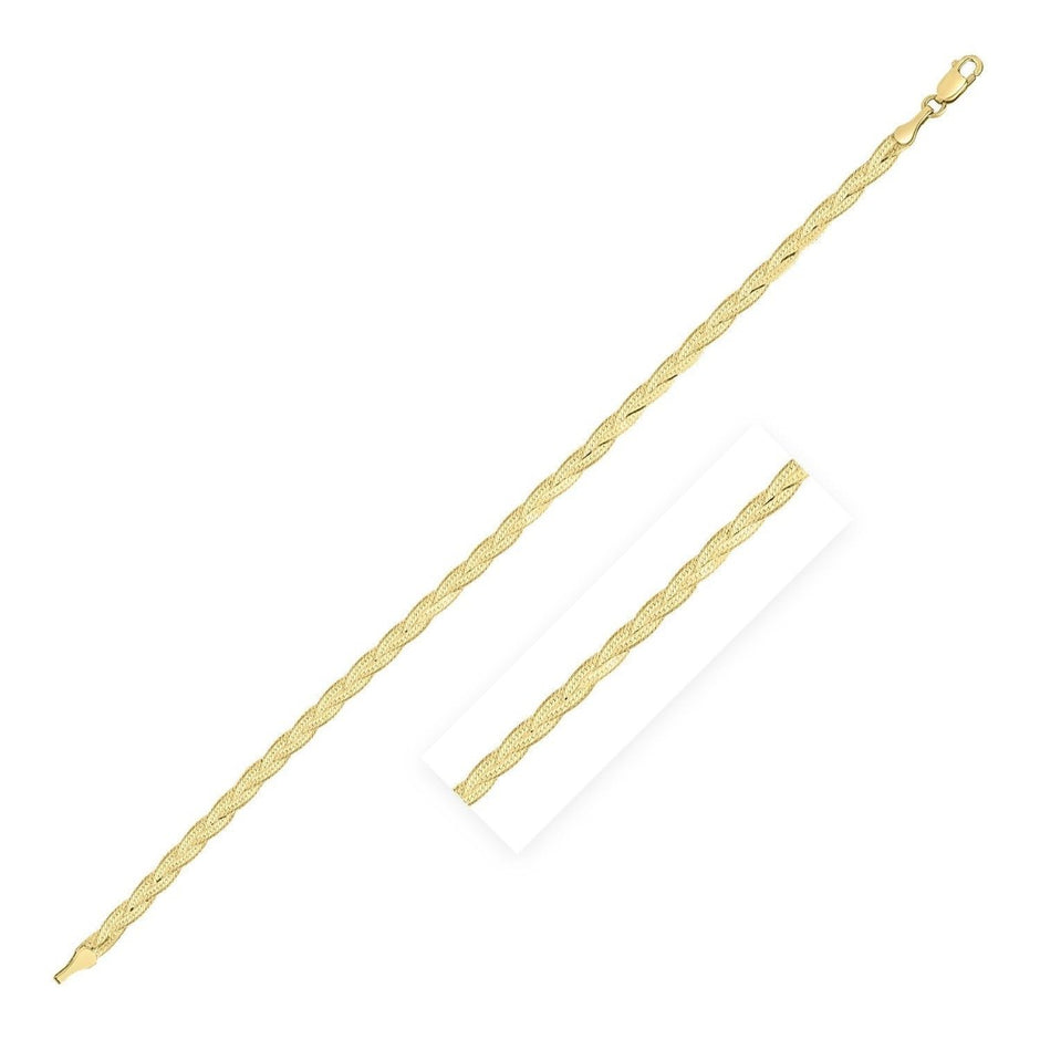 14k Yellow Gold Braided Herringbone Bracelet (3.20 mm) - Bracelets - Custom Crafting Alliance, LLC