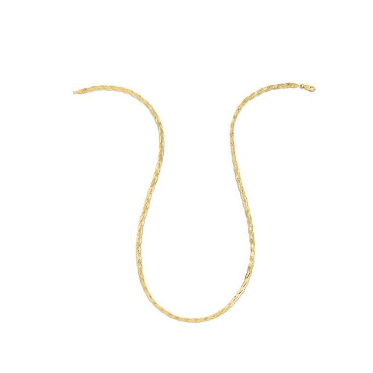 14k Yellow Gold Braided Herringbone Chain (3.20 mm) - Necklaces - Custom Crafting Alliance, LLC