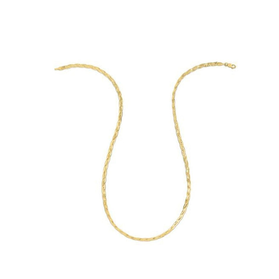 14k Yellow Gold Braided Herringbone Chain (3.20 mm) - Necklaces - Custom Crafting Alliance, LLC