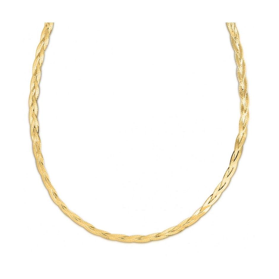 14k Yellow Gold Braided Herringbone Chain (3.20 mm) - Necklaces - Custom Crafting Alliance, LLC