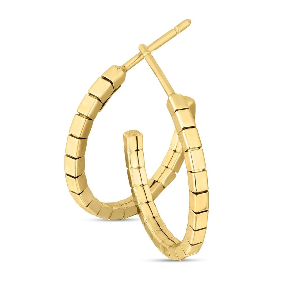 14k Yellow Gold Brick Omega Hoop Earrings - Earrings - Custom Crafting Alliance, LLC