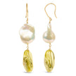 14K Yellow Gold Citrine and Baroque Pearl Drop and Dangle Earrings 1 3/4 Inch Dangle - Earrings - Custom Crafting Alliance, LLC