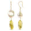 14K Yellow Gold Citrine and Baroque Pearl Drop and Dangle Earrings 1 3/4 Inch Dangle - Earrings - Custom Crafting Alliance, LLC