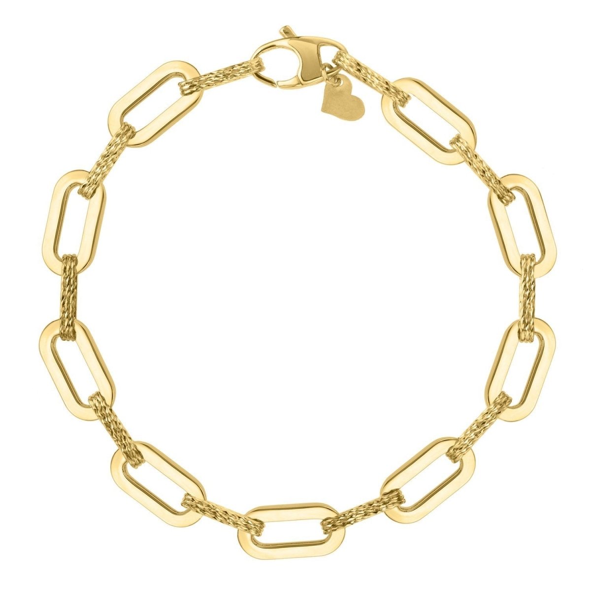 14k Yellow Gold Diamante Paperclip Chain Bracelet (7.00 mm) - Bracelets - Custom Crafting Alliance, LLC