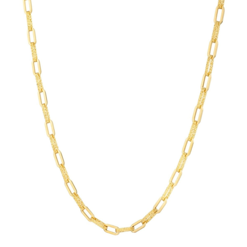 14k Yellow Gold Diamante Paperclip Chain Necklace (4.00 mm) - Necklaces - Custom Crafting Alliance, LLC
