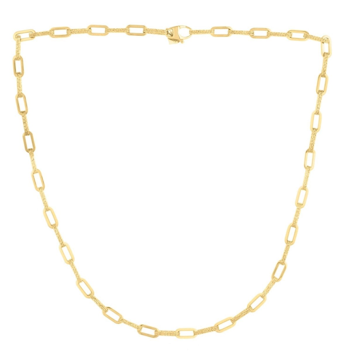14k Yellow Gold Diamante Paperclip Chain Necklace (4.00 mm) - Necklaces - Custom Crafting Alliance, LLC