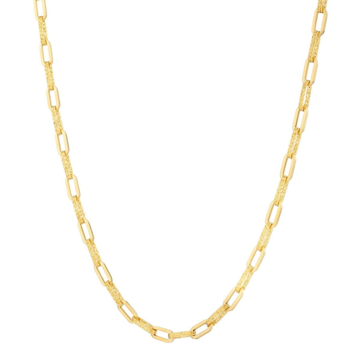 14k Yellow Gold Diamante Paperclip Chain Necklace (4.00 mm) - Necklaces - Custom Crafting Alliance, LLC