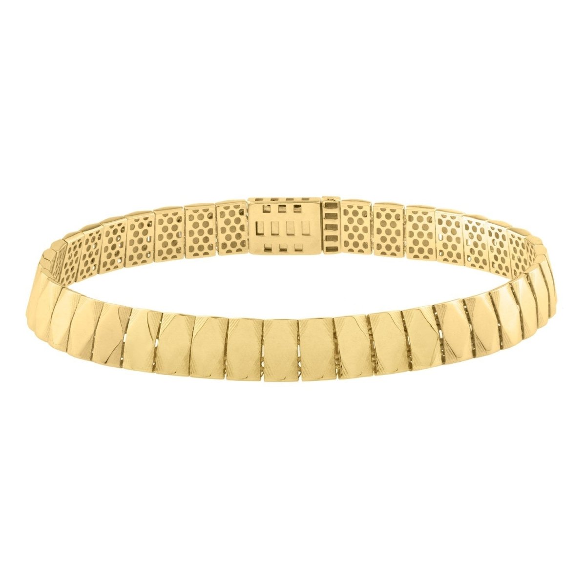 14k Yellow Gold Diamond Shaped Tile Length Bracelet (7.10 mm) - Bracelets - Custom Crafting Alliance, LLC