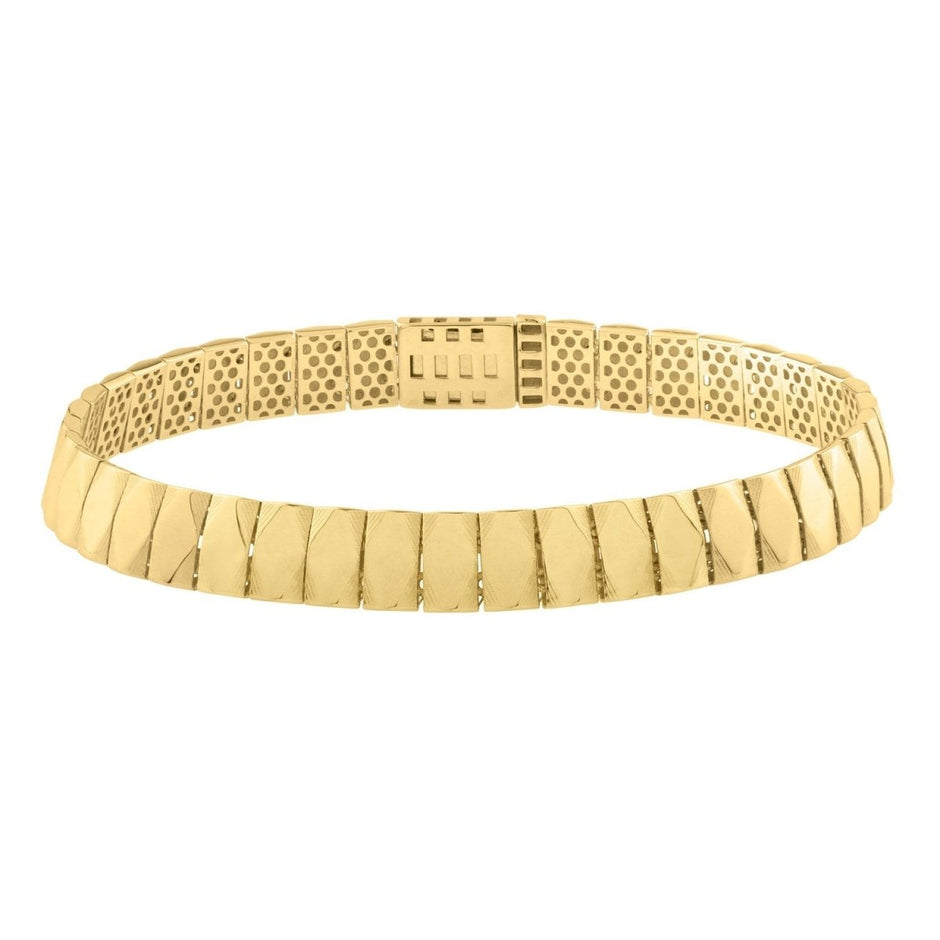 14k Yellow Gold Diamond Shaped Tile Length Bracelet (7.10 mm) - Bracelets - Custom Crafting Alliance, LLC