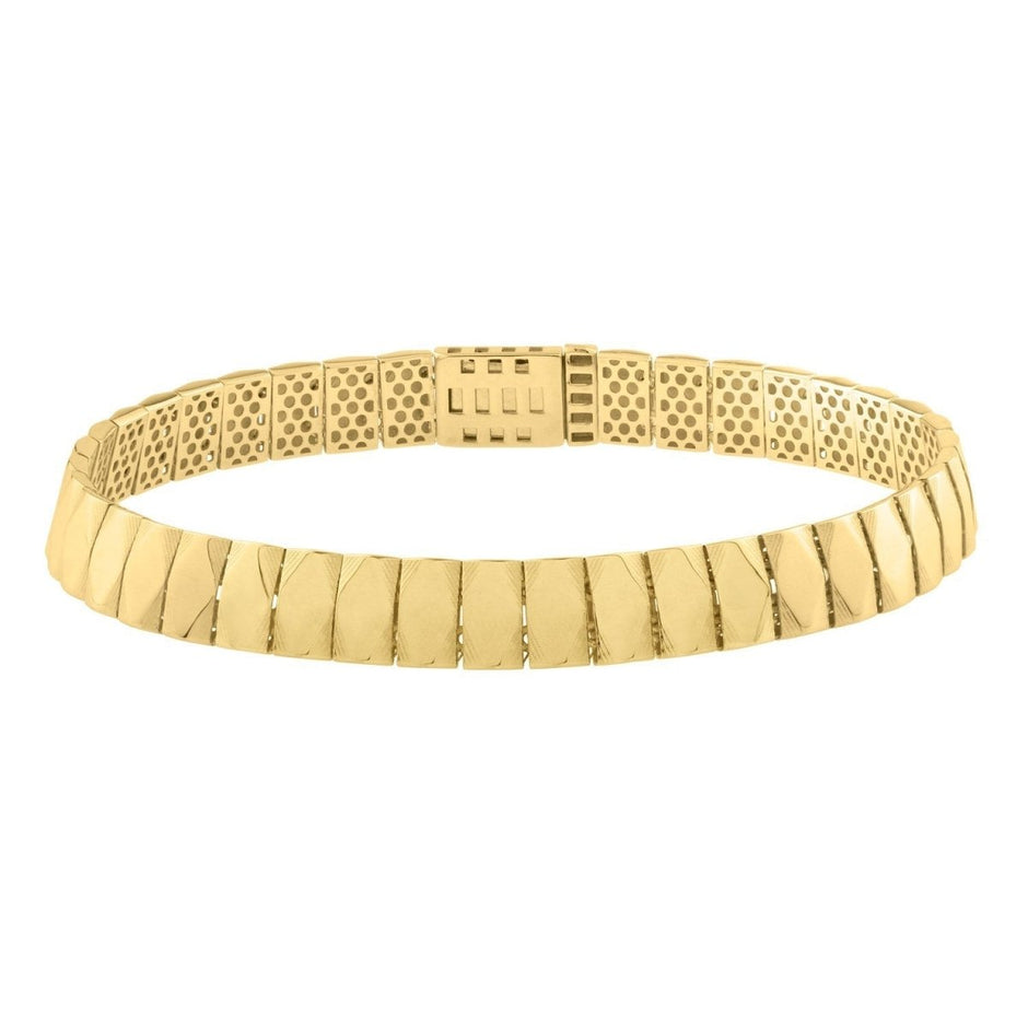 14k Yellow Gold Diamond Shaped Tile Length Bracelet (7.10 mm) - Bracelets - Custom Crafting Alliance, LLC