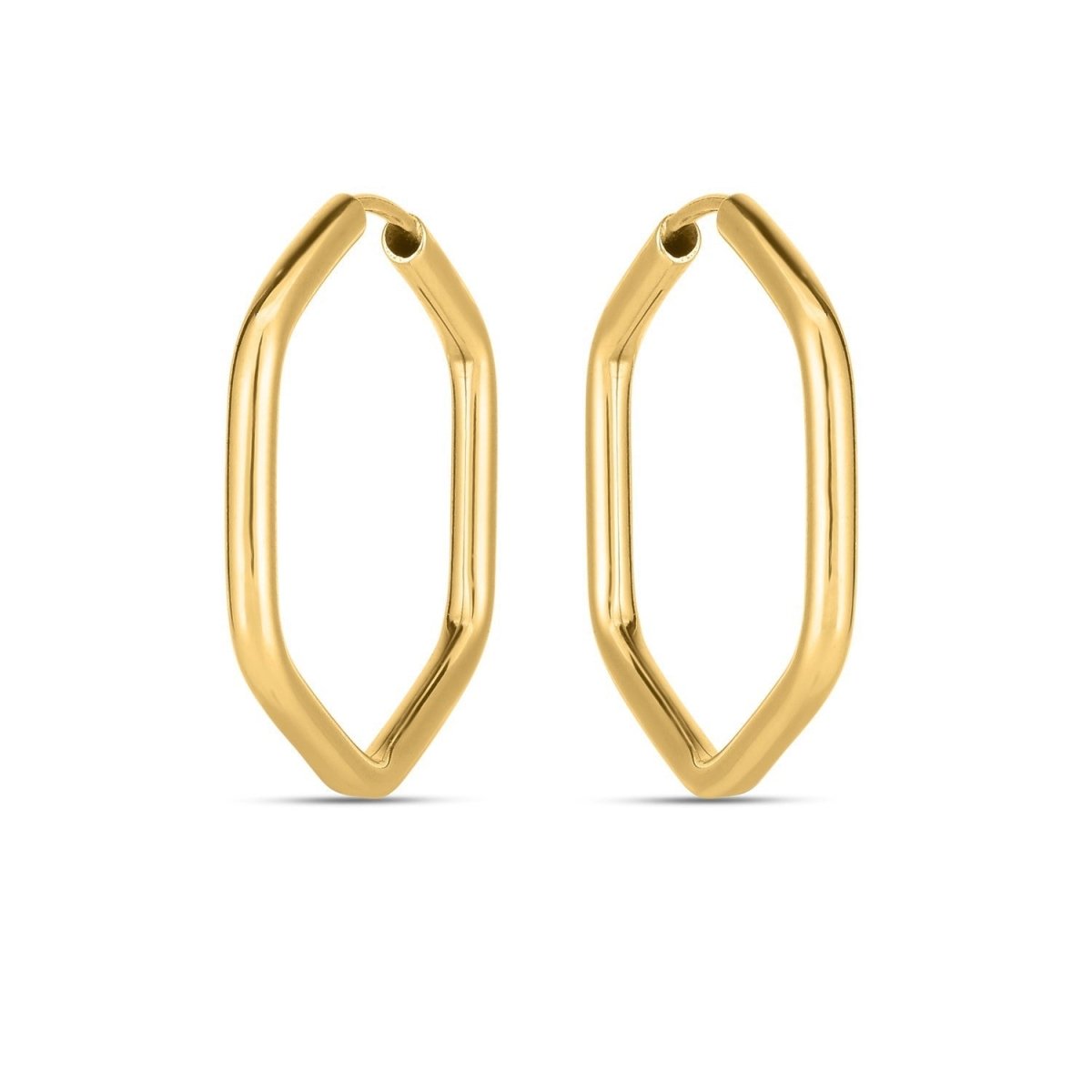 14k Yellow Gold Endless Hexagon Hoop Earrings - Earrings - Custom Crafting Alliance, LLC