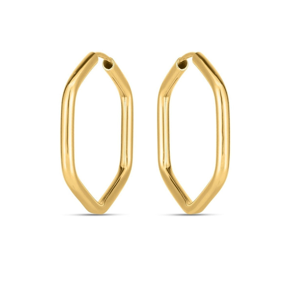 14k Yellow Gold Endless Hexagon Hoop Earrings - Earrings - Custom Crafting Alliance, LLC