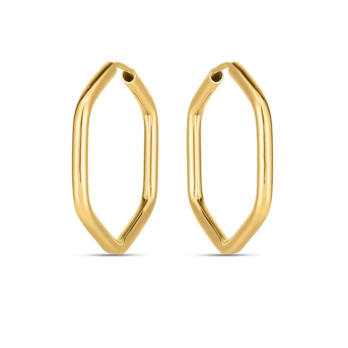 14k Yellow Gold Endless Hexagon Hoop Earrings - Earrings - Custom Crafting Alliance, LLC