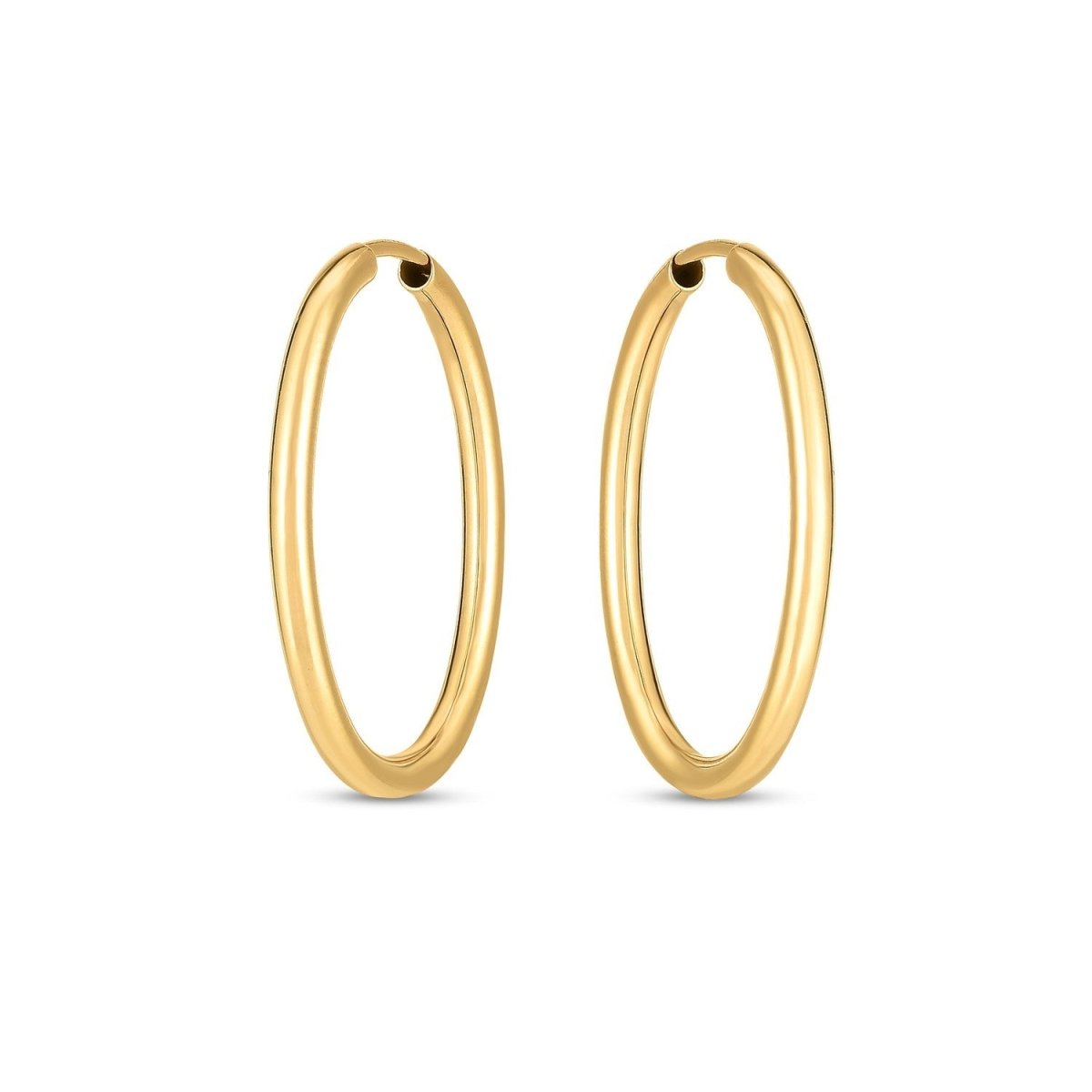 14k Yellow Gold Endless Oval Hoop Earrings(2x25mm) - Earrings - Custom Crafting Alliance, LLC