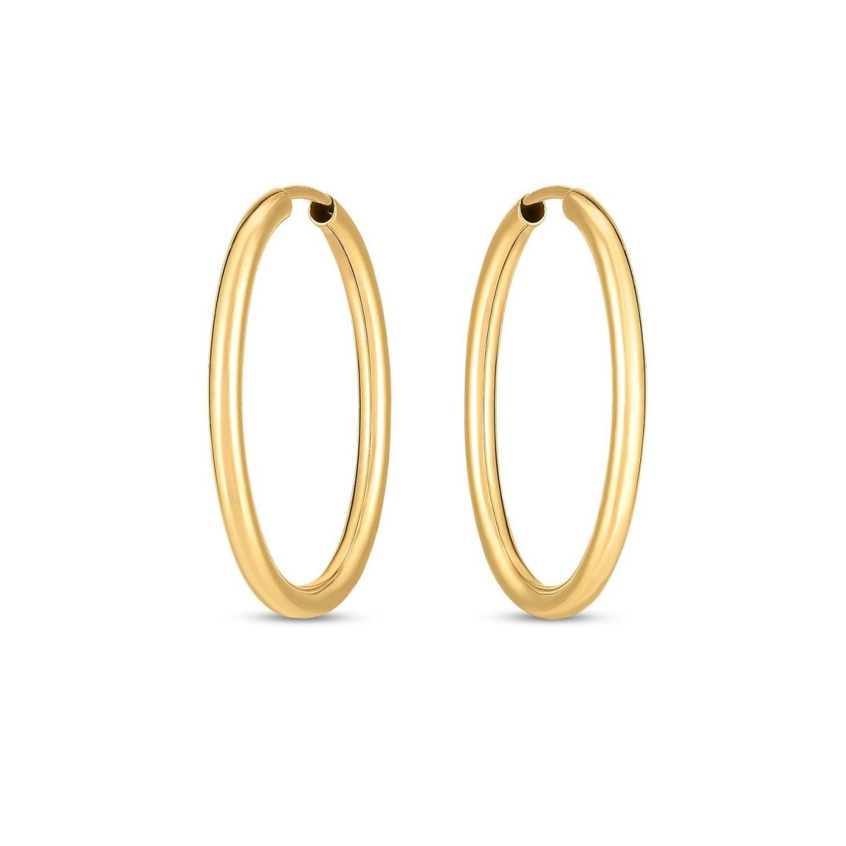 14k Yellow Gold Endless Oval Hoop Earrings(2x25mm) - Earrings - Custom Crafting Alliance, LLC