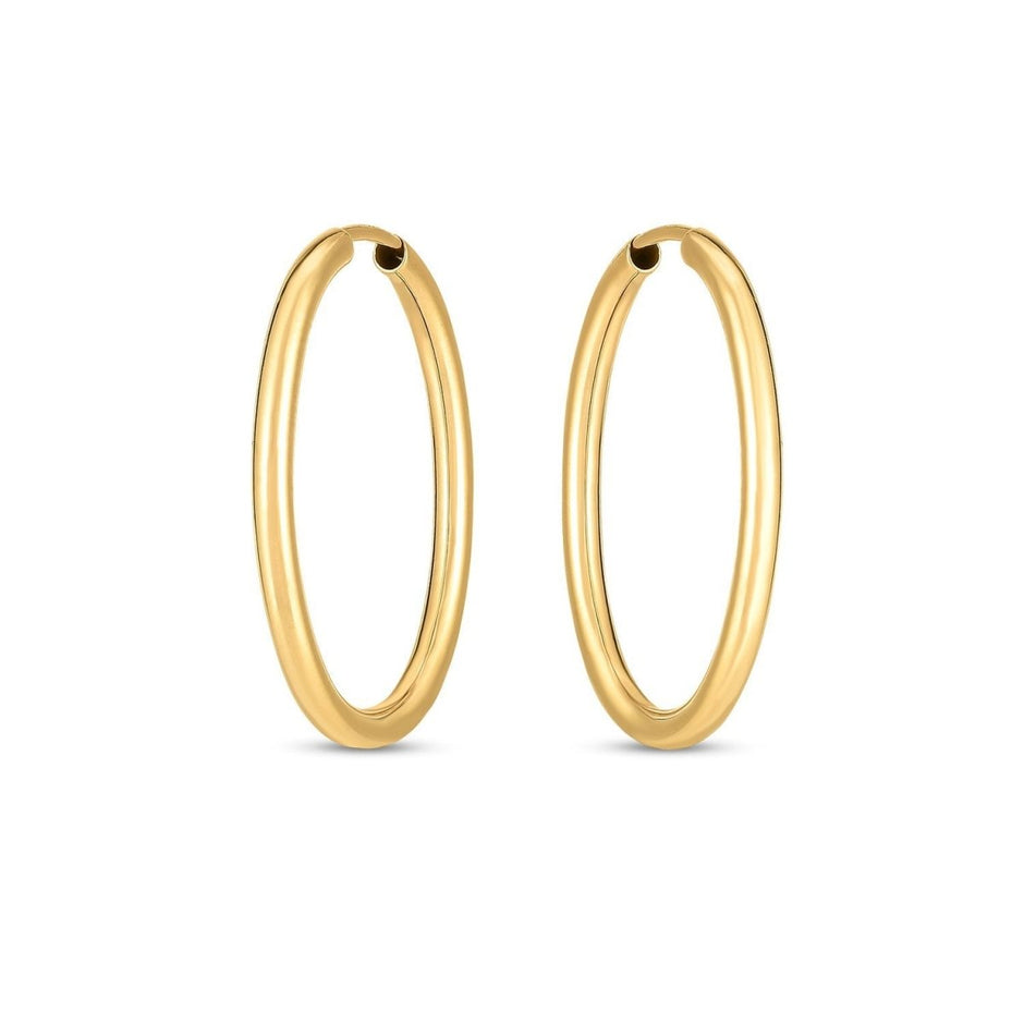 14k Yellow Gold Endless Oval Hoop Earrings(2x25mm) - Earrings - Custom Crafting Alliance, LLC