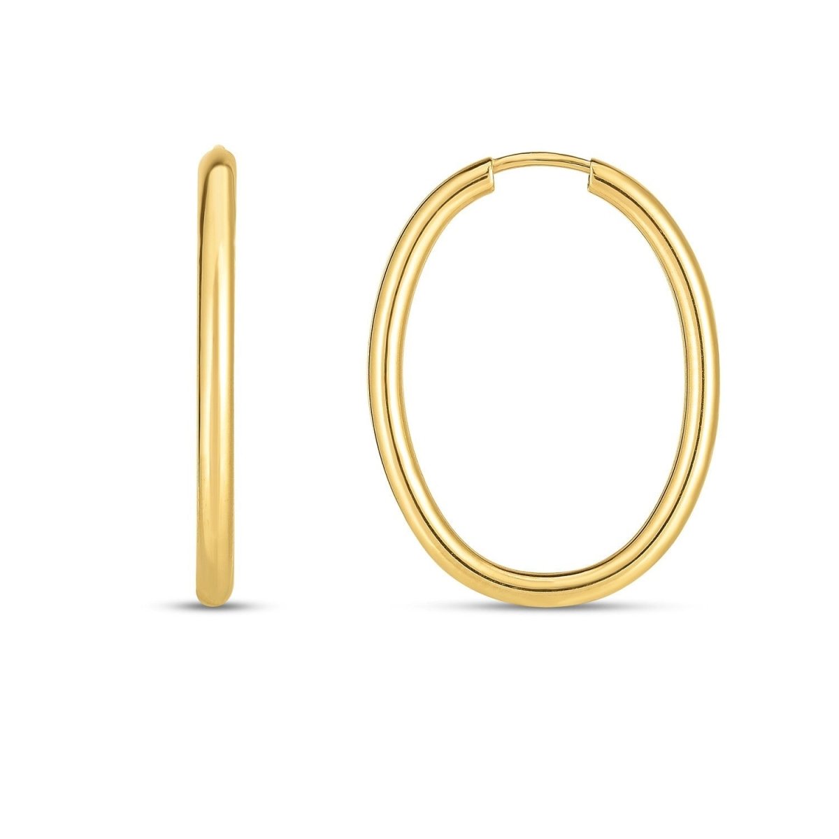 14k Yellow Gold Endless Oval Hoop Earrings(2x25mm) - Earrings - Custom Crafting Alliance, LLC