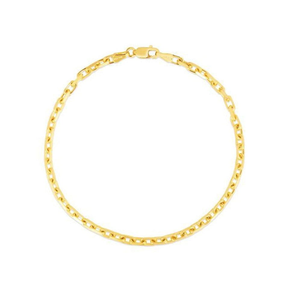 14k Yellow Gold French Cable Chain Bracelet (2.50 mm) - Bracelets - Custom Crafting Alliance, LLC