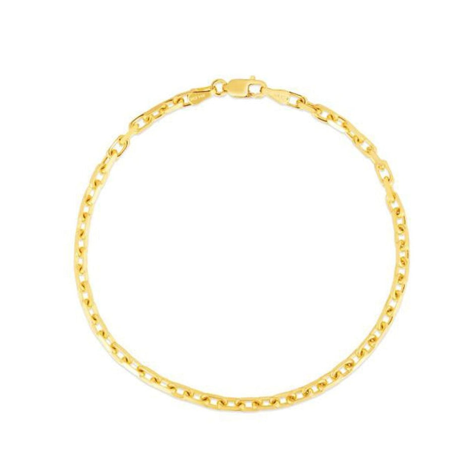 14k Yellow Gold French Cable Chain Bracelet (2.50 mm) - Bracelets - Custom Crafting Alliance, LLC