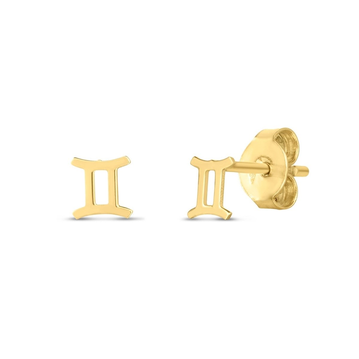14K Yellow Gold Gemini Stud Earrings - Earrings - Custom Crafting Alliance, LLC