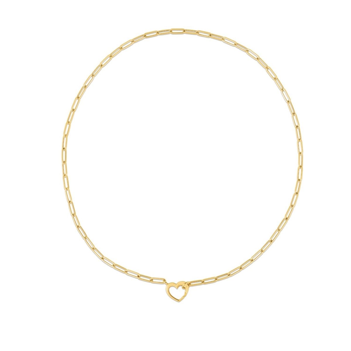 14k Yellow Gold Heart Element Paperclip Necklace - Necklaces - Custom Crafting Alliance, LLC