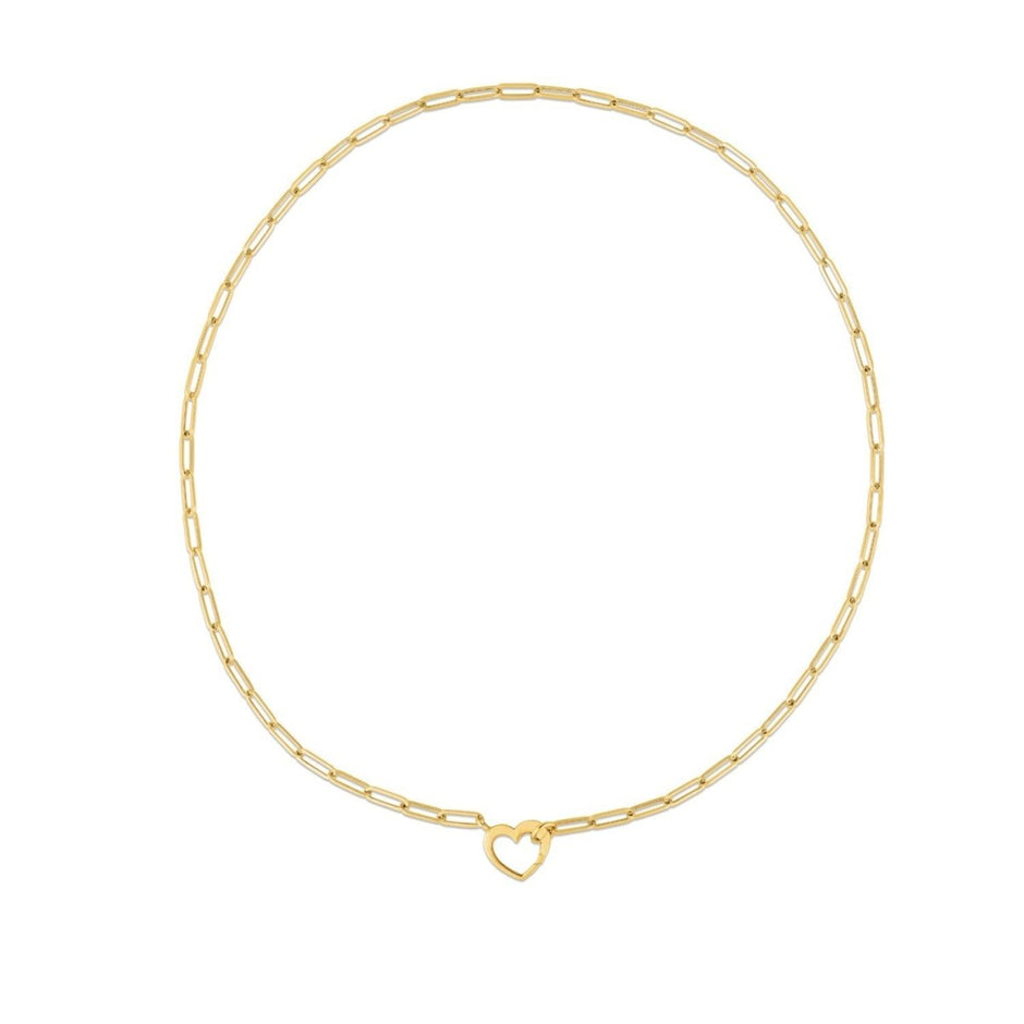 14k Yellow Gold Heart Element Paperclip Necklace - Necklaces - Custom Crafting Alliance, LLC