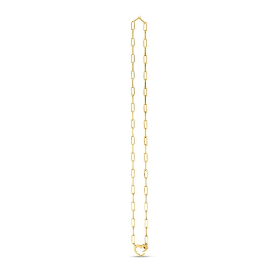 14k Yellow Gold Heart Element Paperclip Necklace - Necklaces - Custom Crafting Alliance, LLC