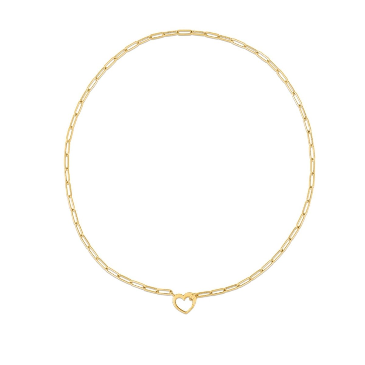 14k Yellow Gold Heart Element Paperclip Necklace - Necklaces - Custom Crafting Alliance, LLC