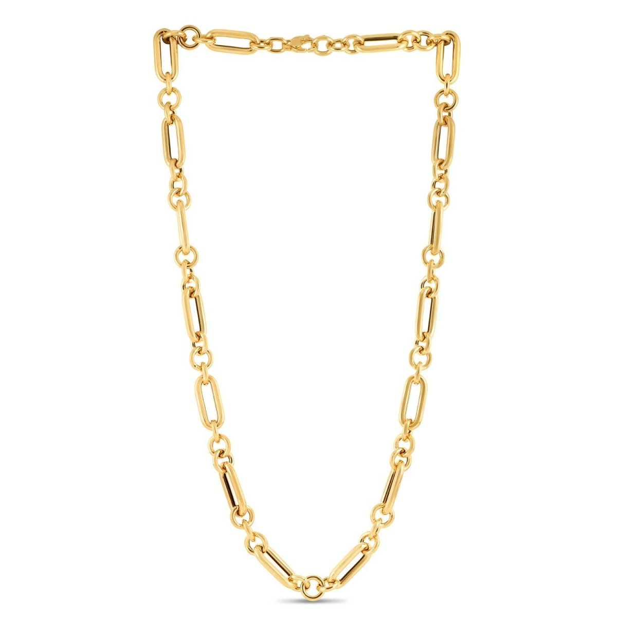 14k Yellow Gold Italian Alternating Paperclip Round Links Chain Necklace - Necklaces - Custom Crafting Alliance, LLC