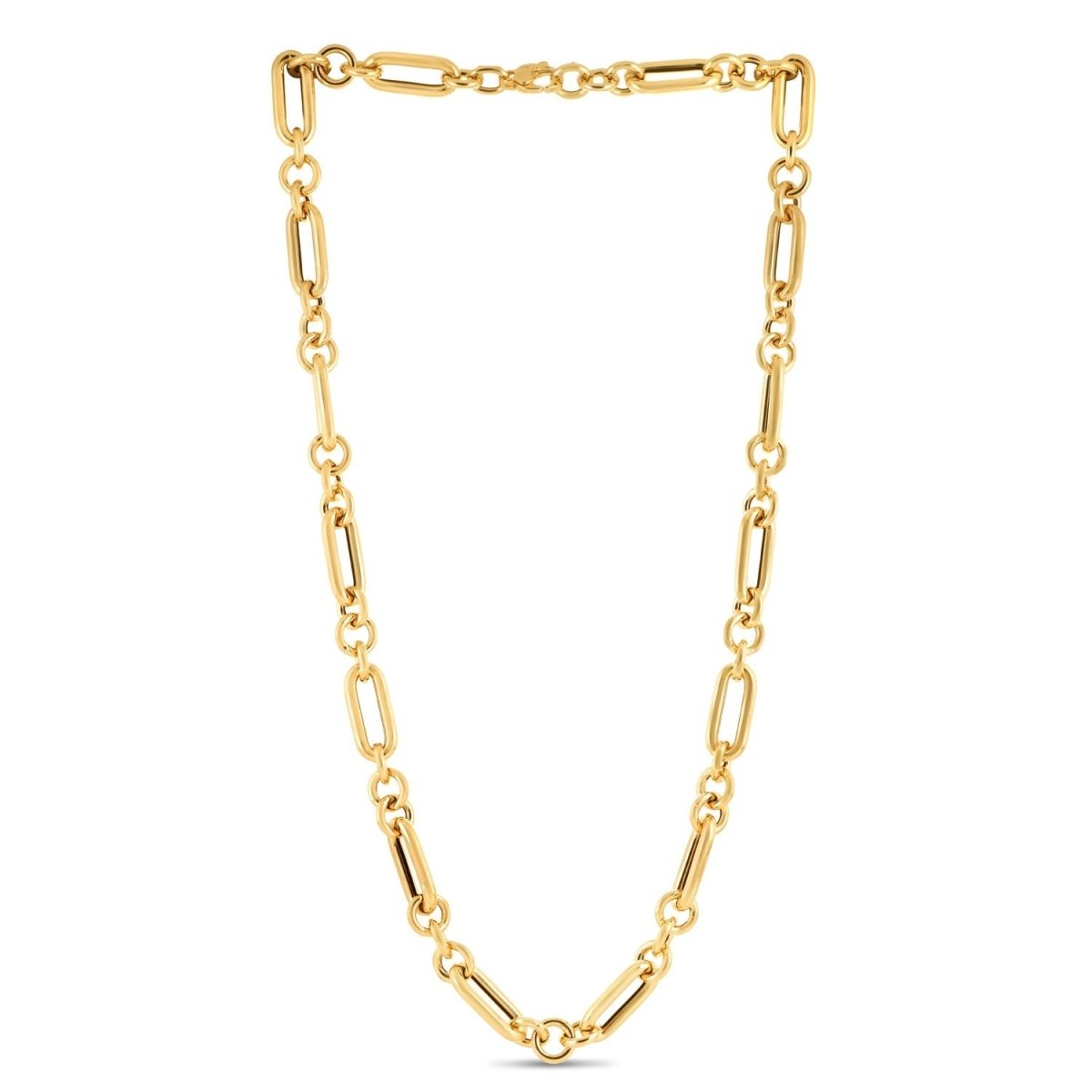 14k Yellow Gold Italian Alternating Paperclip Round Links Chain Necklace - Necklaces - Custom Crafting Alliance, LLC