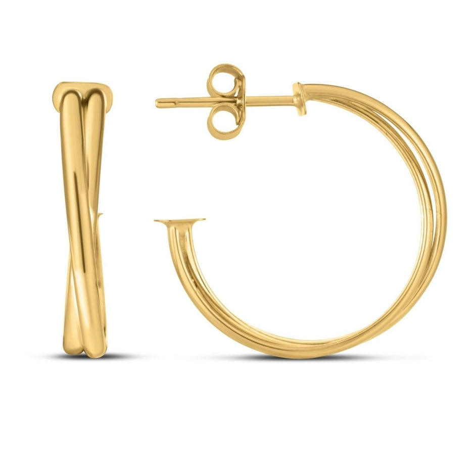 14k Yellow Gold Large Crossover Hoops - Earrings - Custom Crafting Alliance, LLC