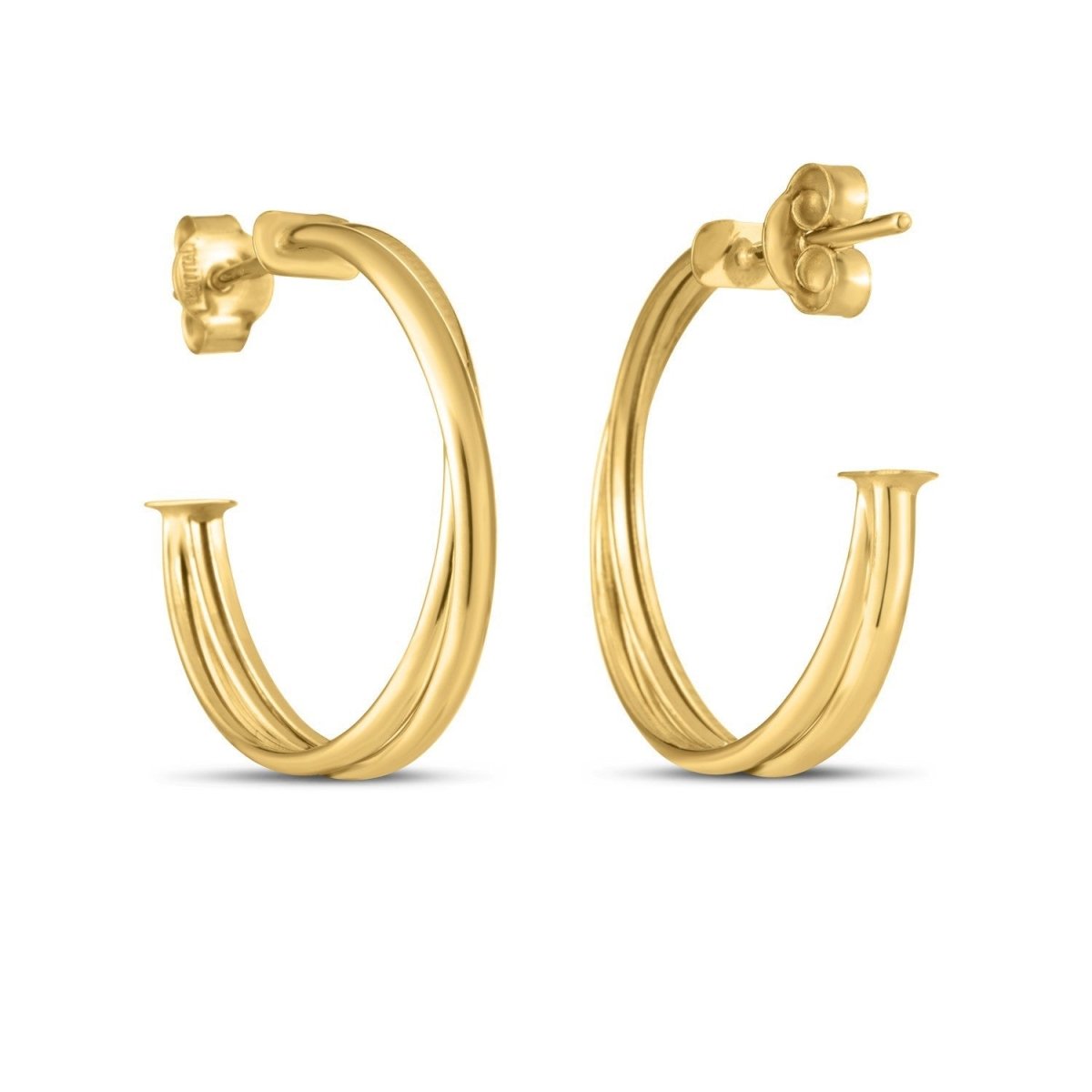 14k Yellow Gold Large Crossover Hoops - Earrings - Custom Crafting Alliance, LLC