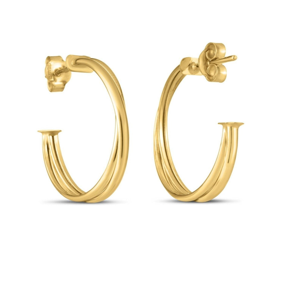 14k Yellow Gold Large Crossover Hoops - Earrings - Custom Crafting Alliance, LLC